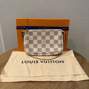 Authentic Louis Vuitton Mini Pochette Damier Azur *